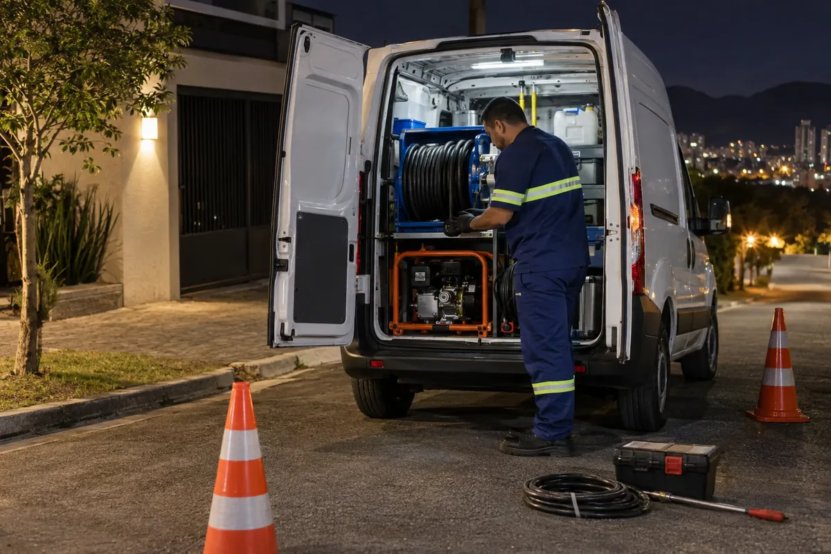 Equipe de desentupidora preparada para atendimento 24 horas