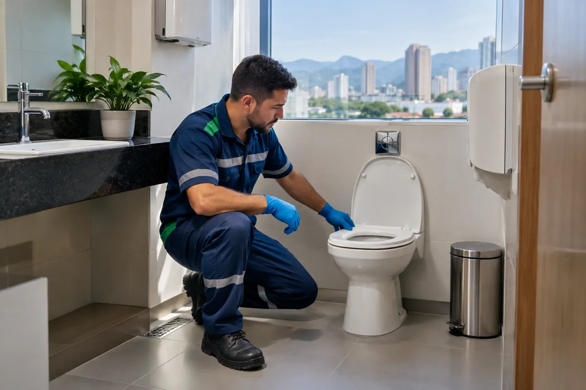 Desentupimento de banheiro em estabelecimento comercial