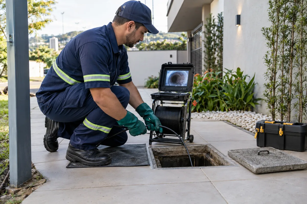 Sondagem para desentupimento de caixa de inspeção