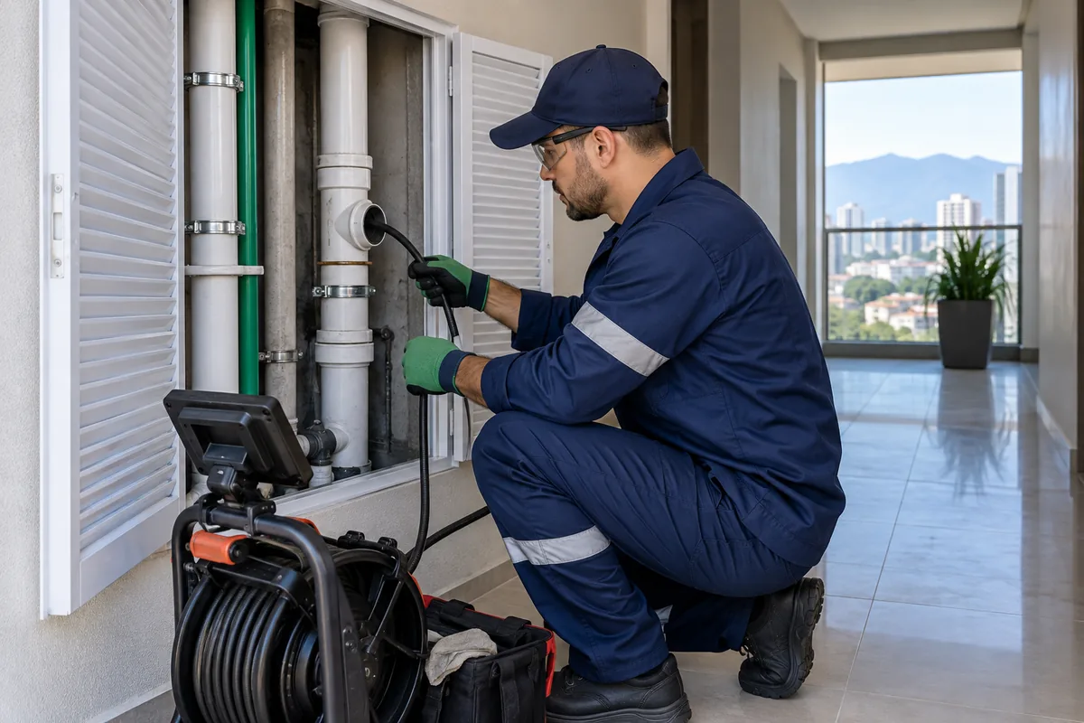 Desentupimento de coluna em edifício residencial