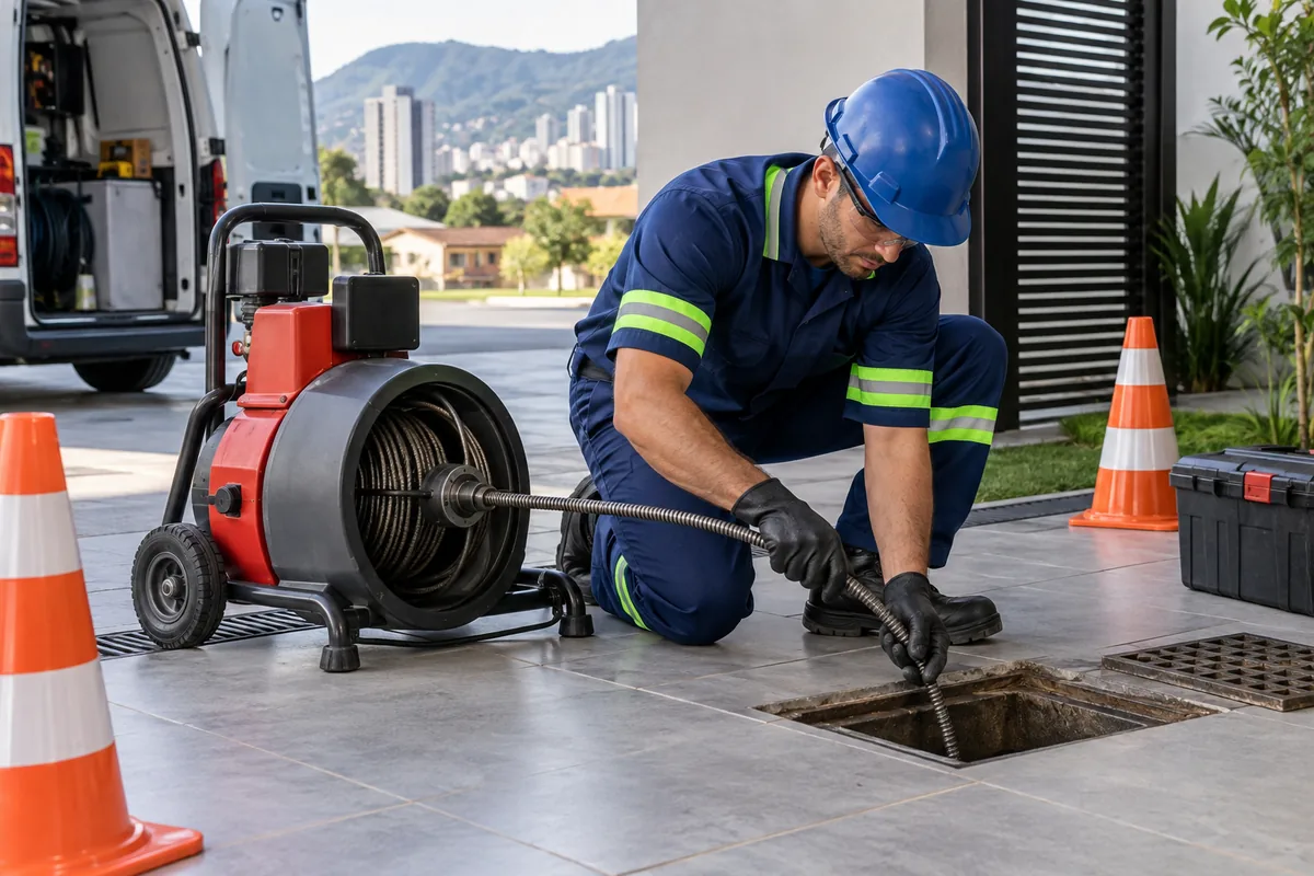 Equipamento profissional para desentupimento de tubulação