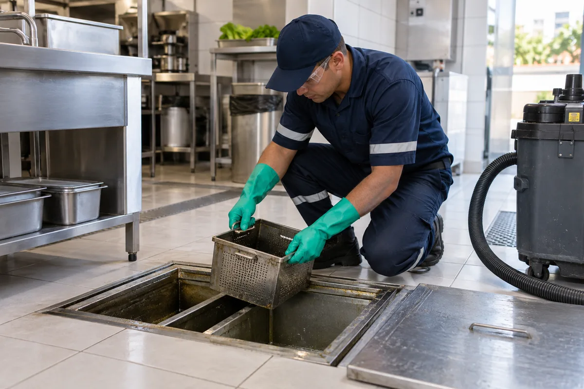 Limpeza de caixa de gordura em restaurante